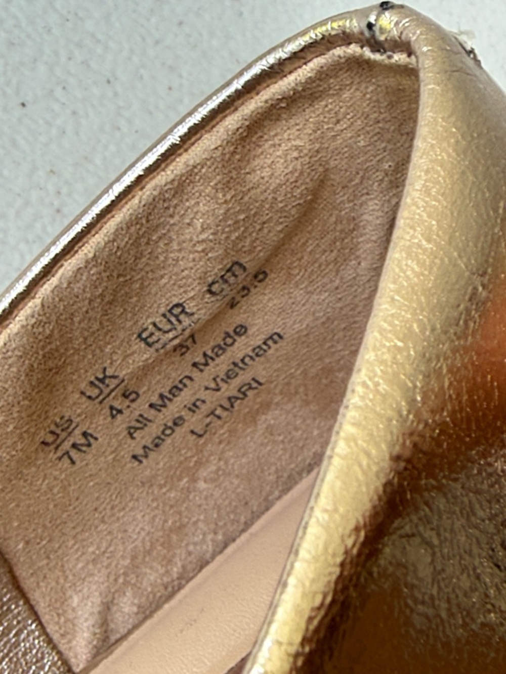 Franco Sarto Women’s Tiari Metallic Rose Gold Square Toe Gold Chain Flats 7 - Picture 12 of 17